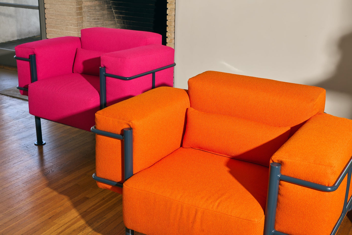 Canasta Lounge Chair in Hot Pink and Bright Orange