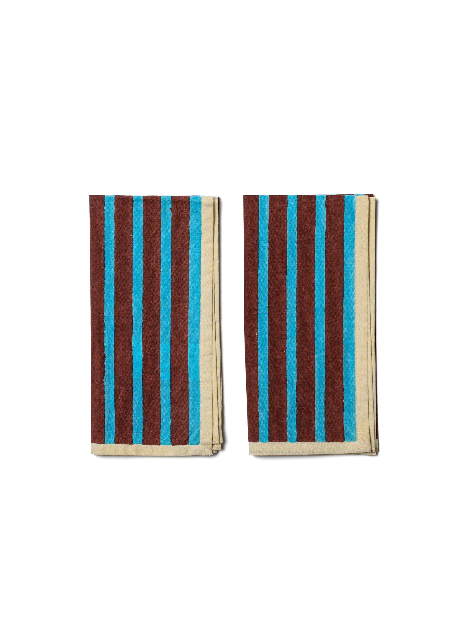 YOD&CO | Block Stripe Napkins - Cyan & Russet