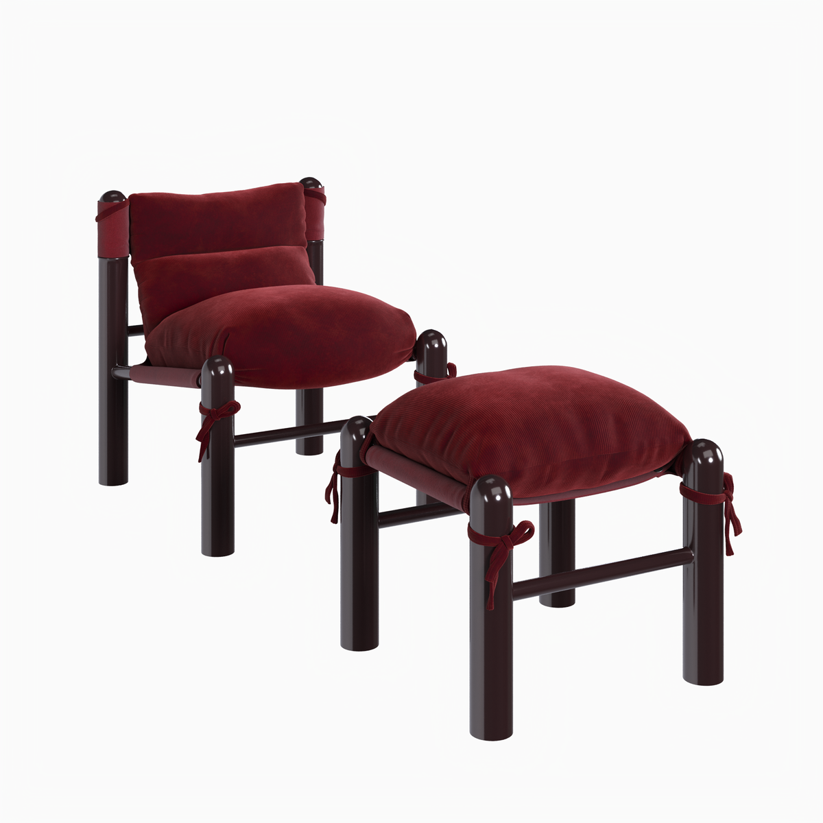 Post Lounge Chair - Crimson / Lounge Set